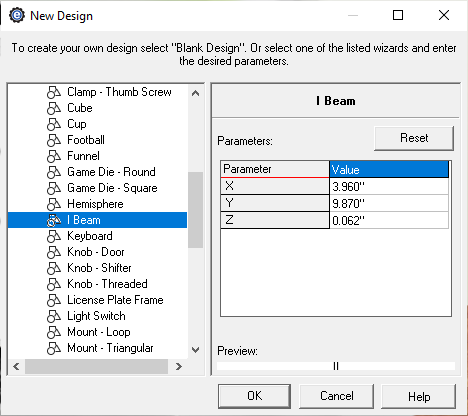 beam creator menu in eMachineShop CAD