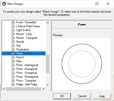 chess piece creator menu in eMachineShop CAD